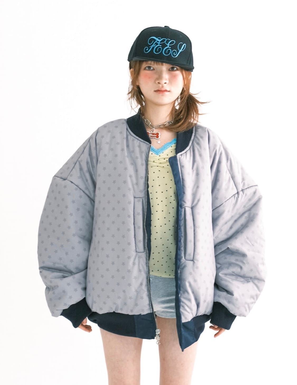 샵페어리 patch bomber padded jacket (navy) 상품이미지2