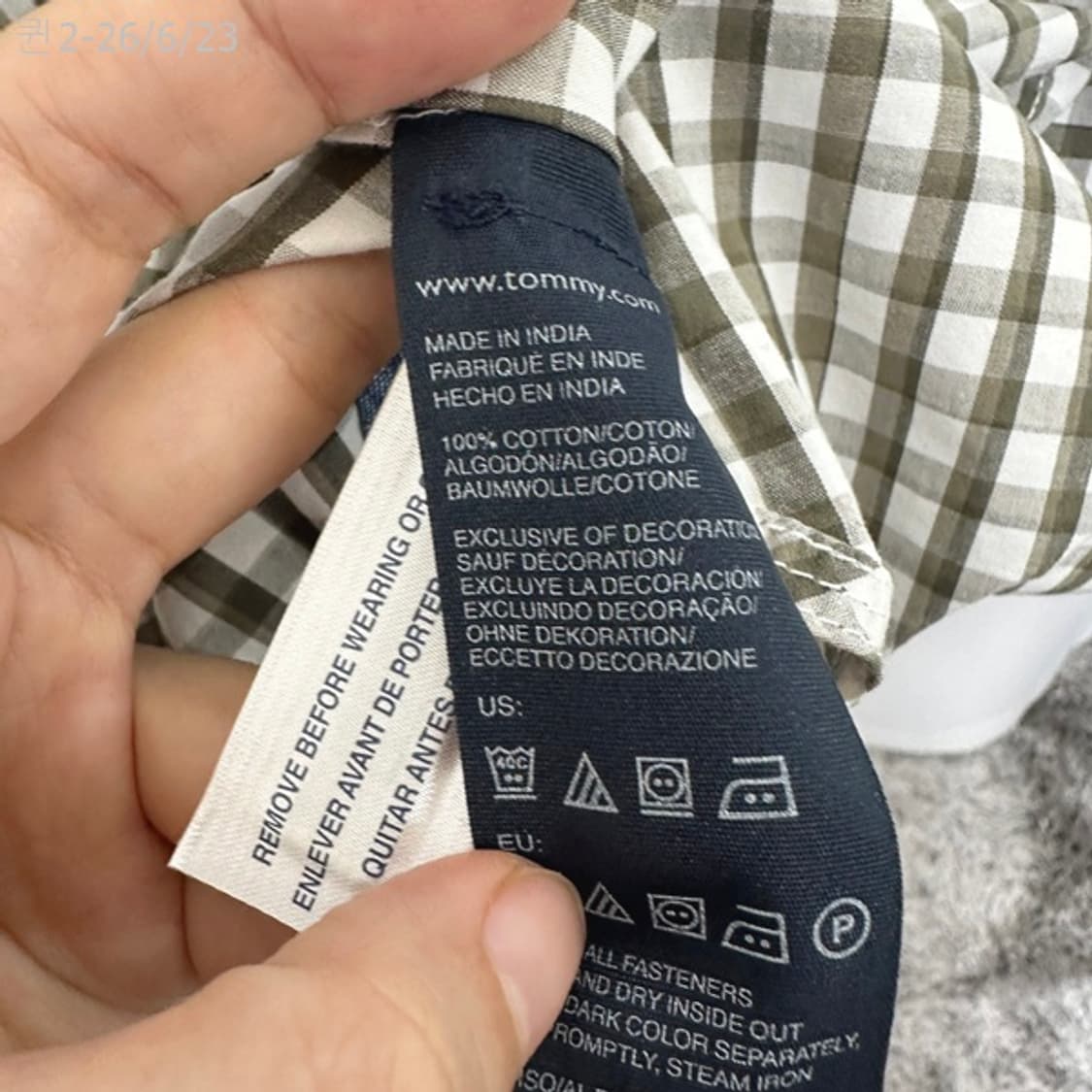 타미힐피거 남자 면100% 반팔 셔츠 남방 빅사이즈 XXL 상품이미지6