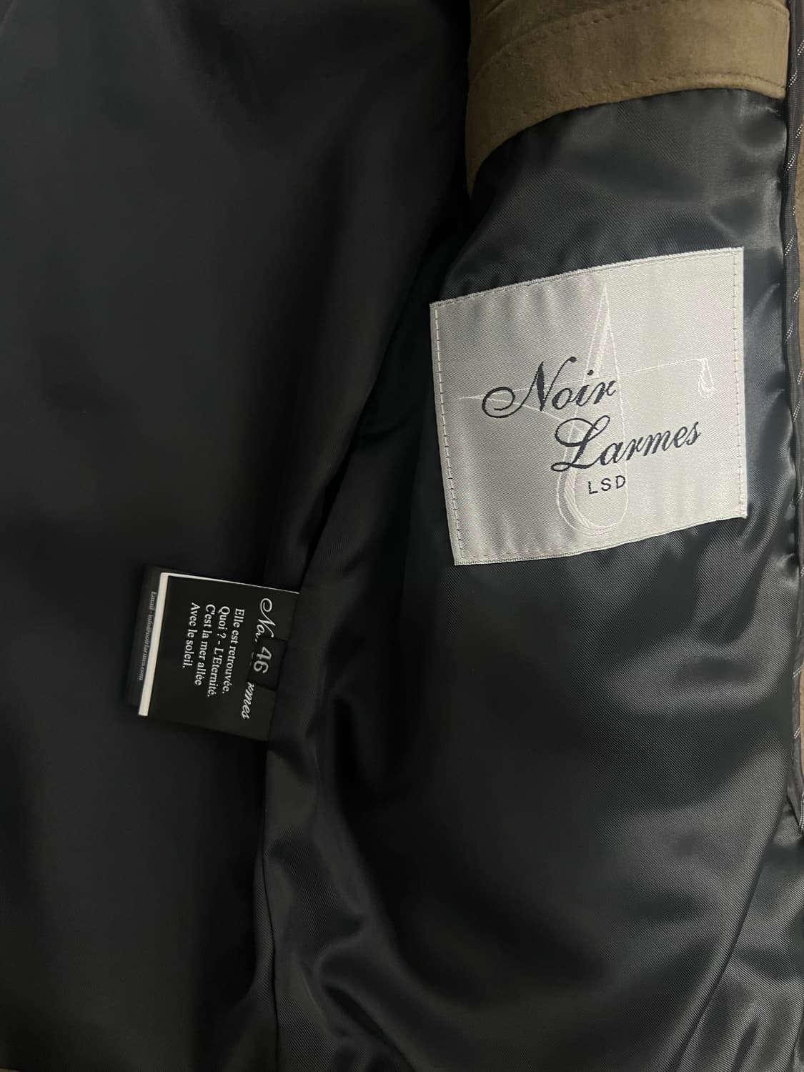 Noir Larmes 느와르 라르메스 카키 브라운 스탠다드 스웨이드 자켓 상품이미지6