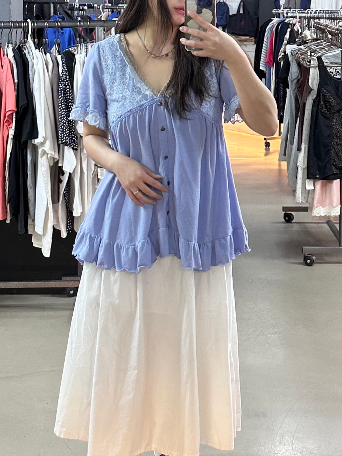 엑시즈팜 레이스 프릴반팔 상품이미지1