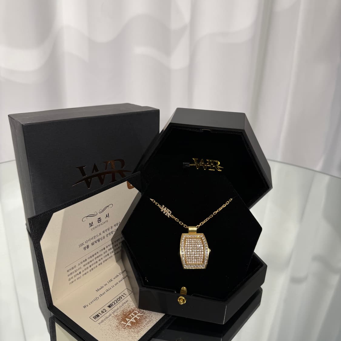 [정품] 워치링 리차드밀 풀다이아 목걸이 옐로우골드 상품이미지4