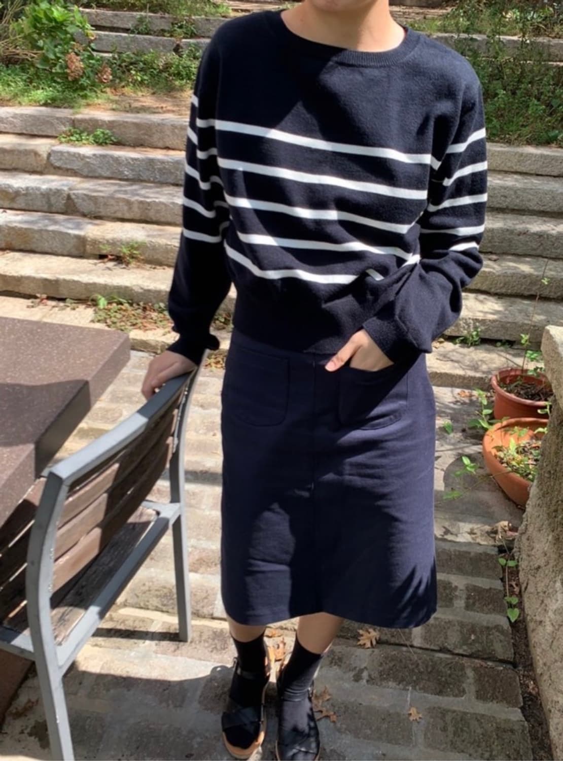 커넥팅더닷 ctd 네이비 스트라이프 니트 상품이미지1