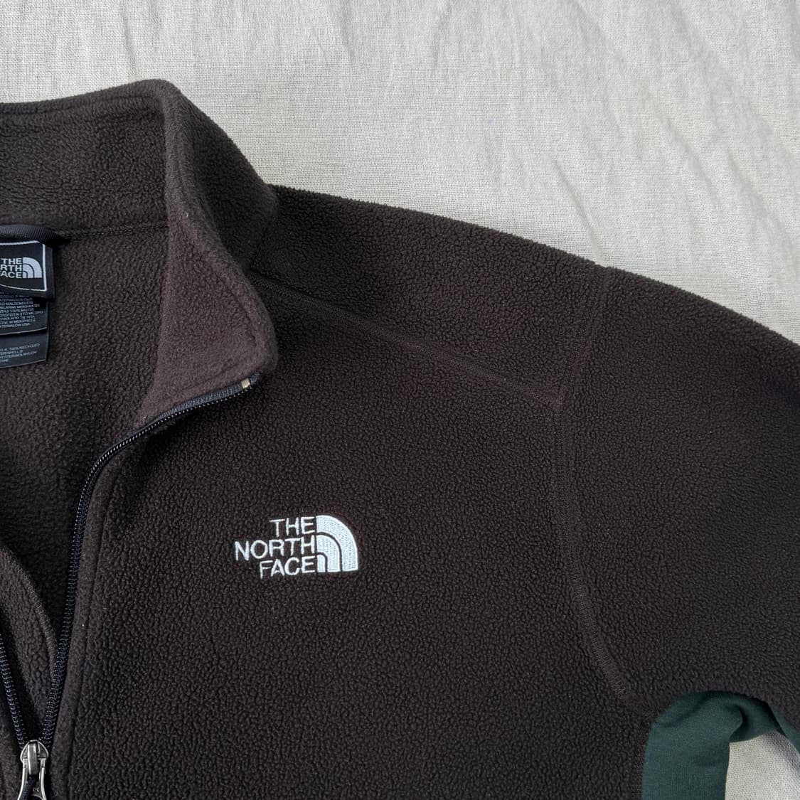 노스페이스 해외판 브라운 배색 플리스 반집업 L 상품이미지4