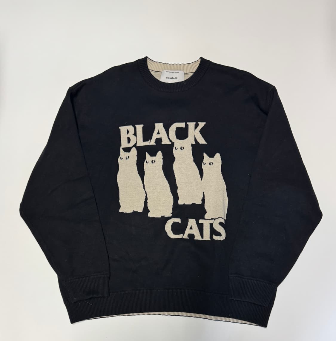 비바스튜디오 블랙캣츠 오버핏 코튼 니트 XL~ 상품이미지1