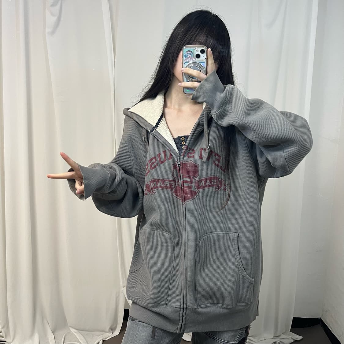 Levi’s waffle cotton zip-up hoodie  상품이미지2