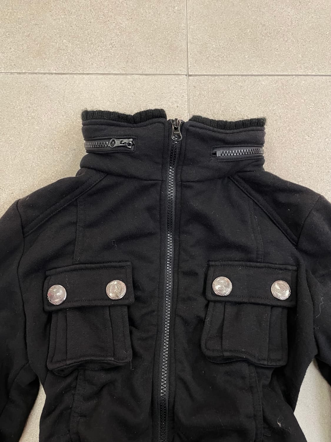 y2k 셔링 블랙 집업 상품이미지3