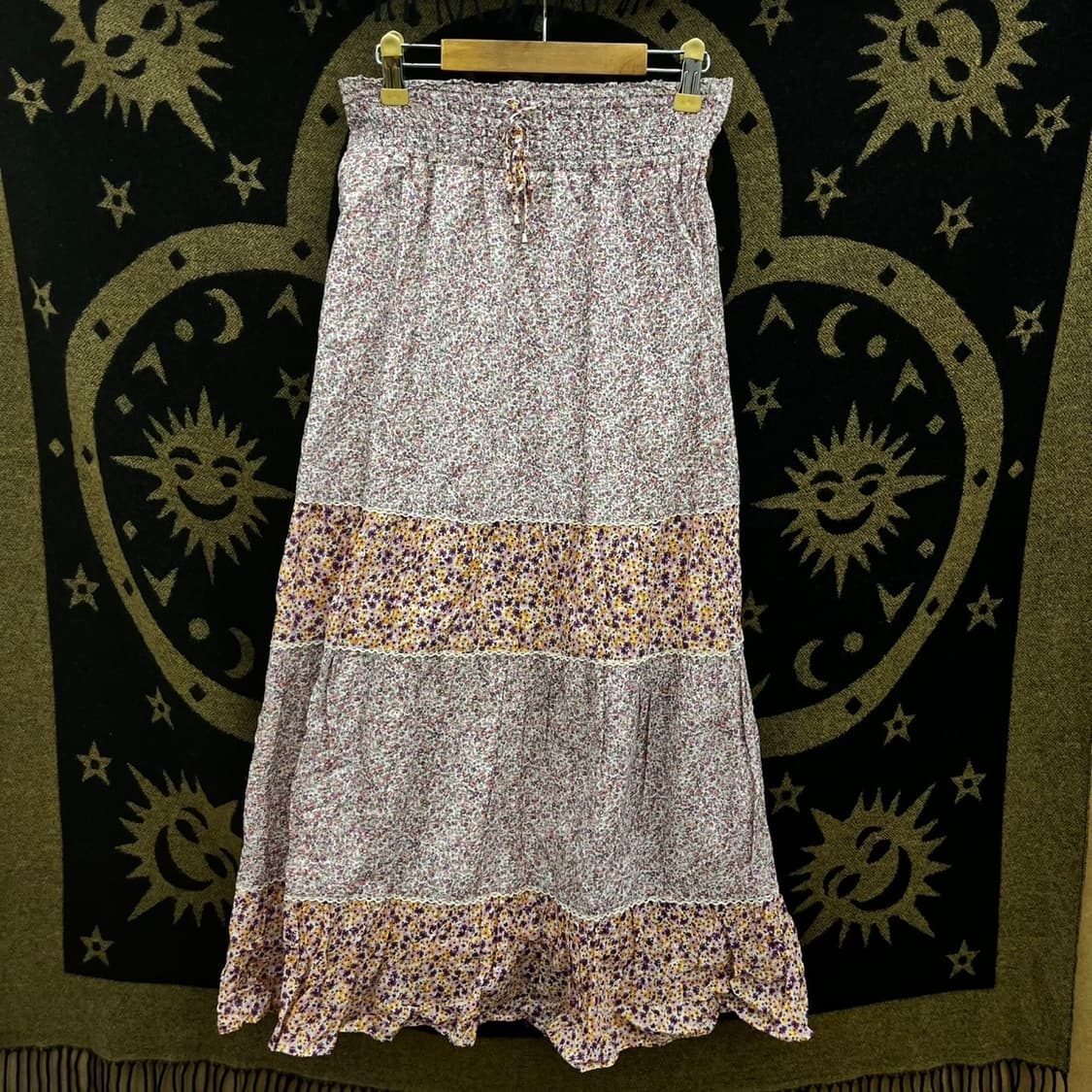 빈티지 모리걸 잔꽃 패치워크 퍼플핑크 플레어 롱스커트 K0140 상품이미지3