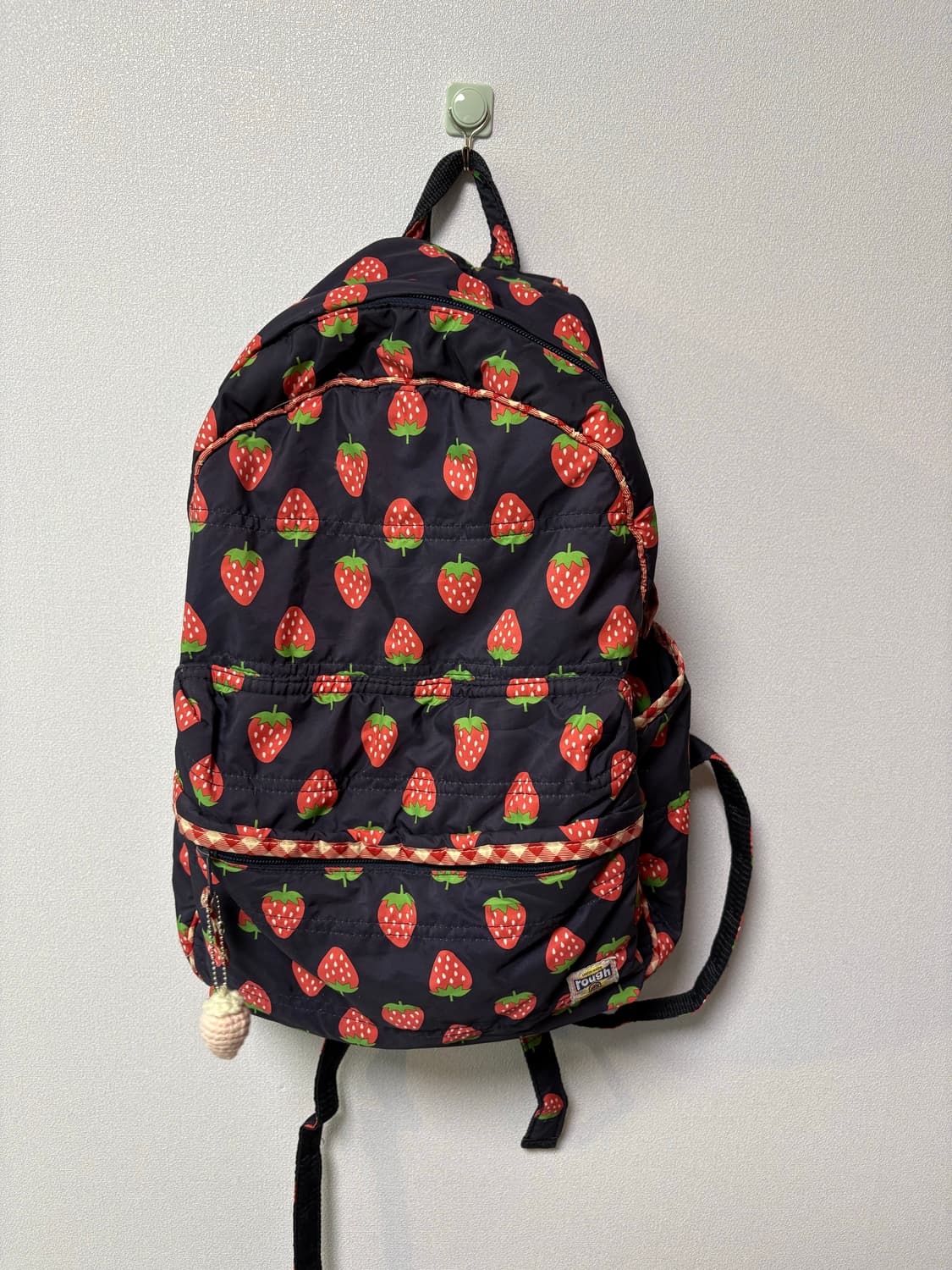 딸기 백팩 일본 빈티지 패턴 도트 체크 모리걸 가방 상품이미지2