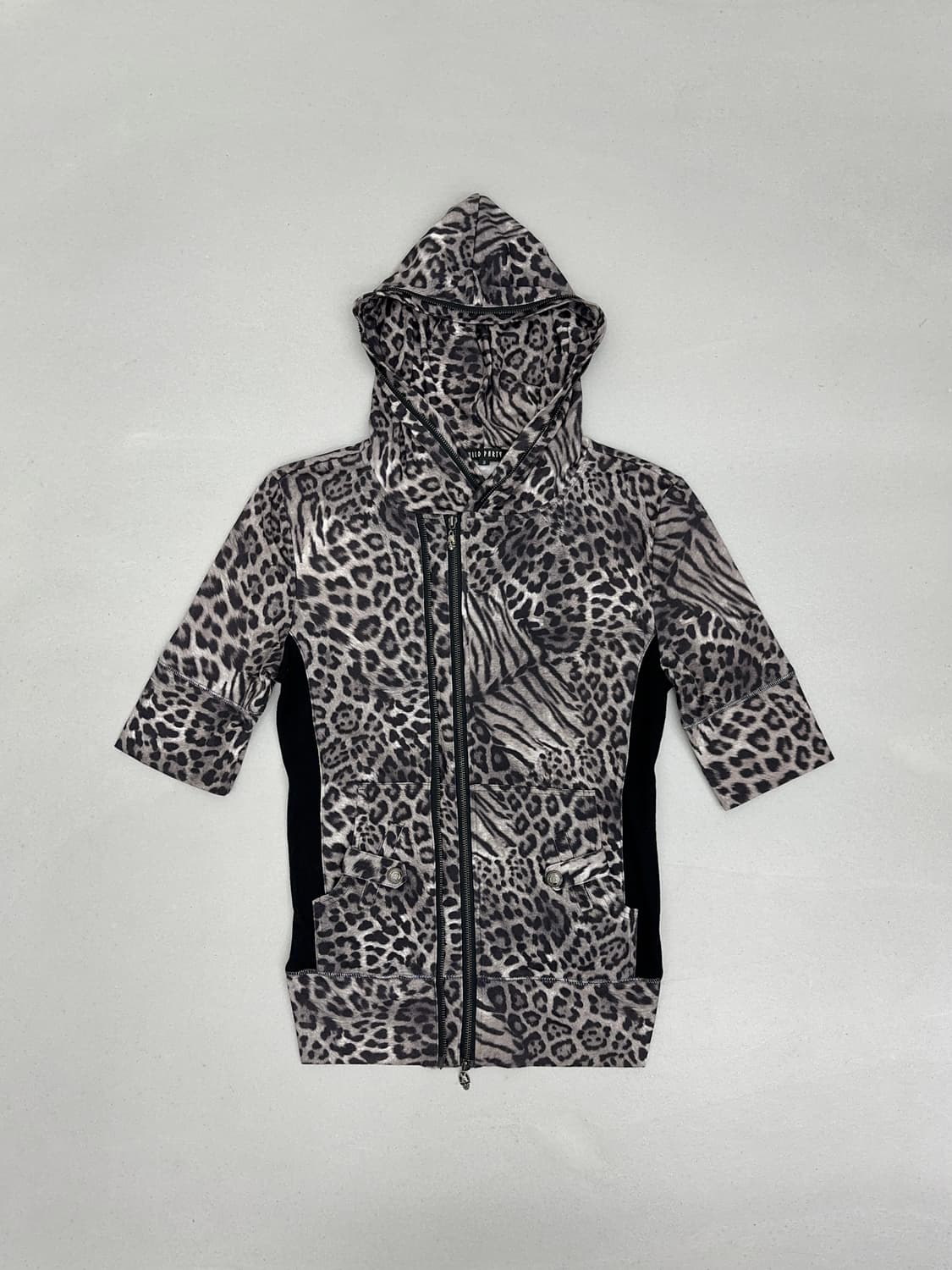 WILD PARTY 레오파드 반팔 후드 집업 상품이미지1