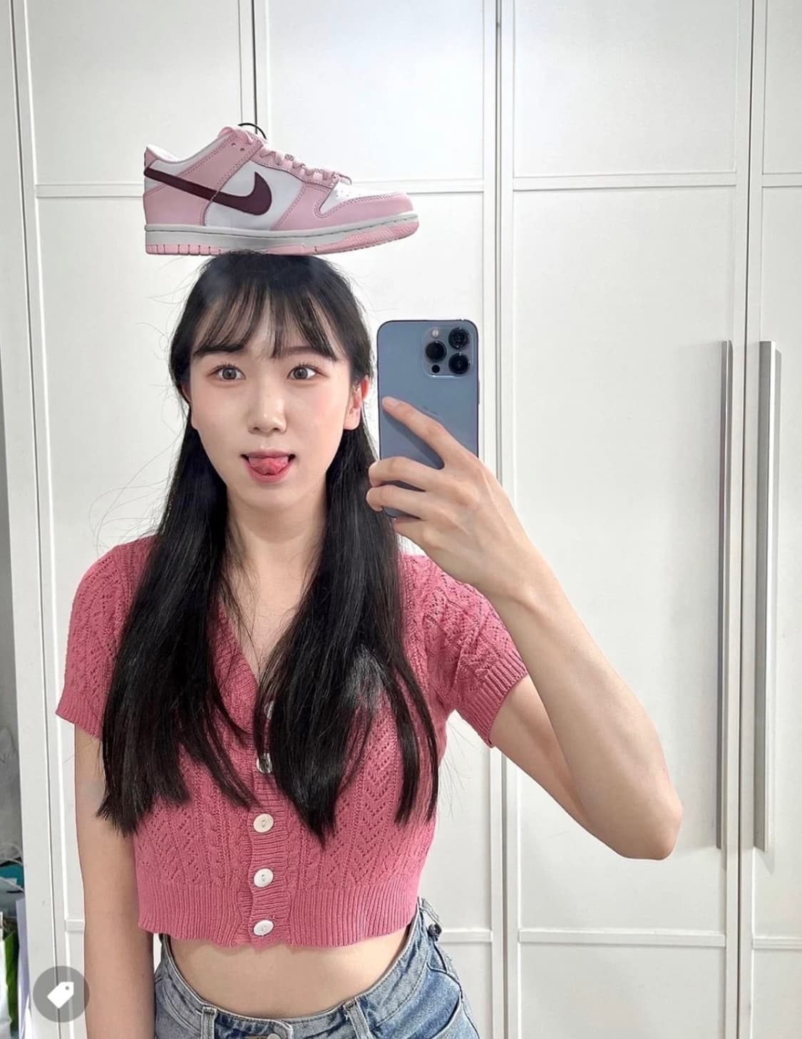 나이키 덩크 로우)발렌타인 데이 핑크 225사이즈(오마이걸 유아착용)거의 상품이미지5