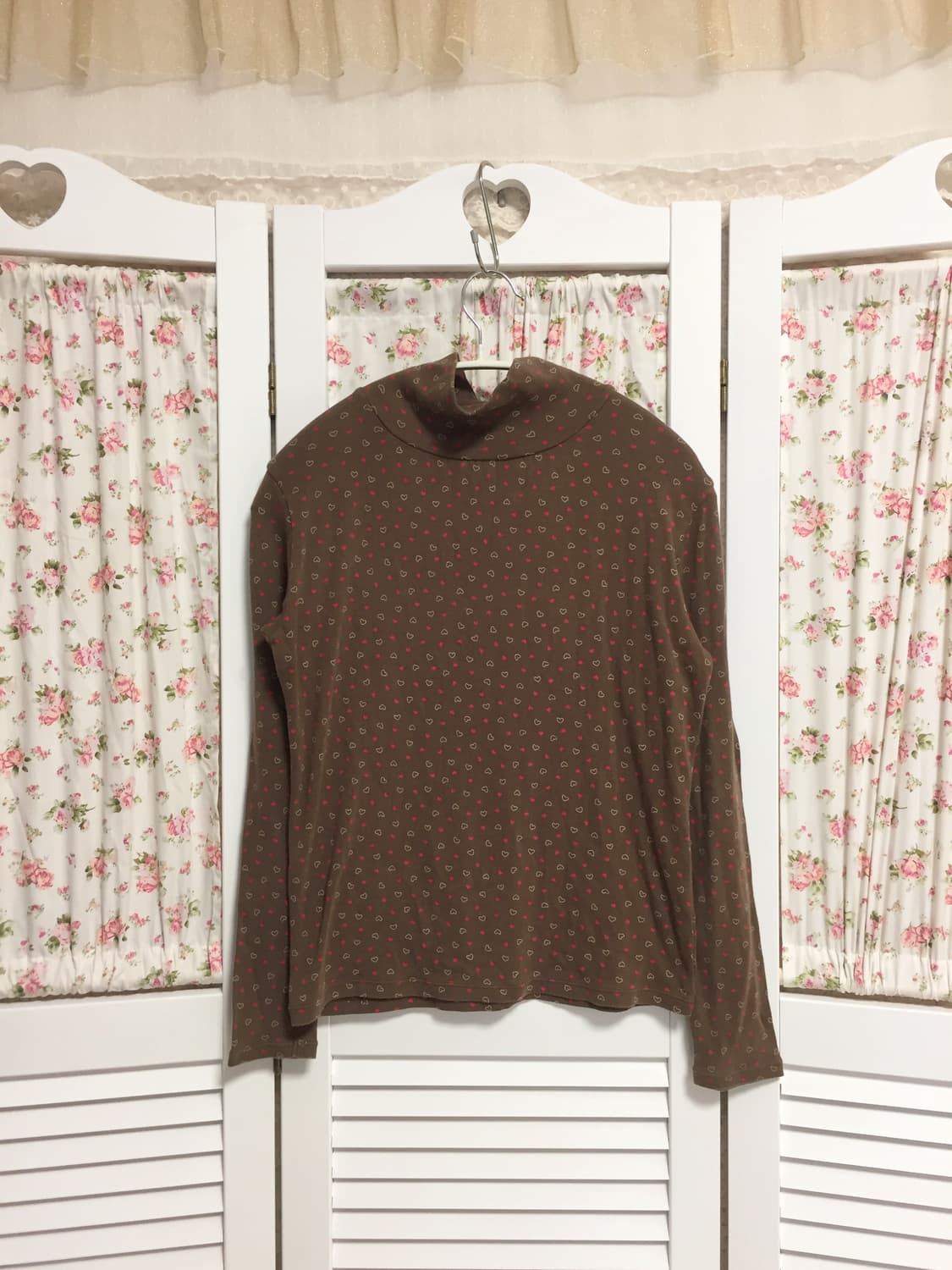 빈티지 하트 브라운 목폴라 상품이미지1