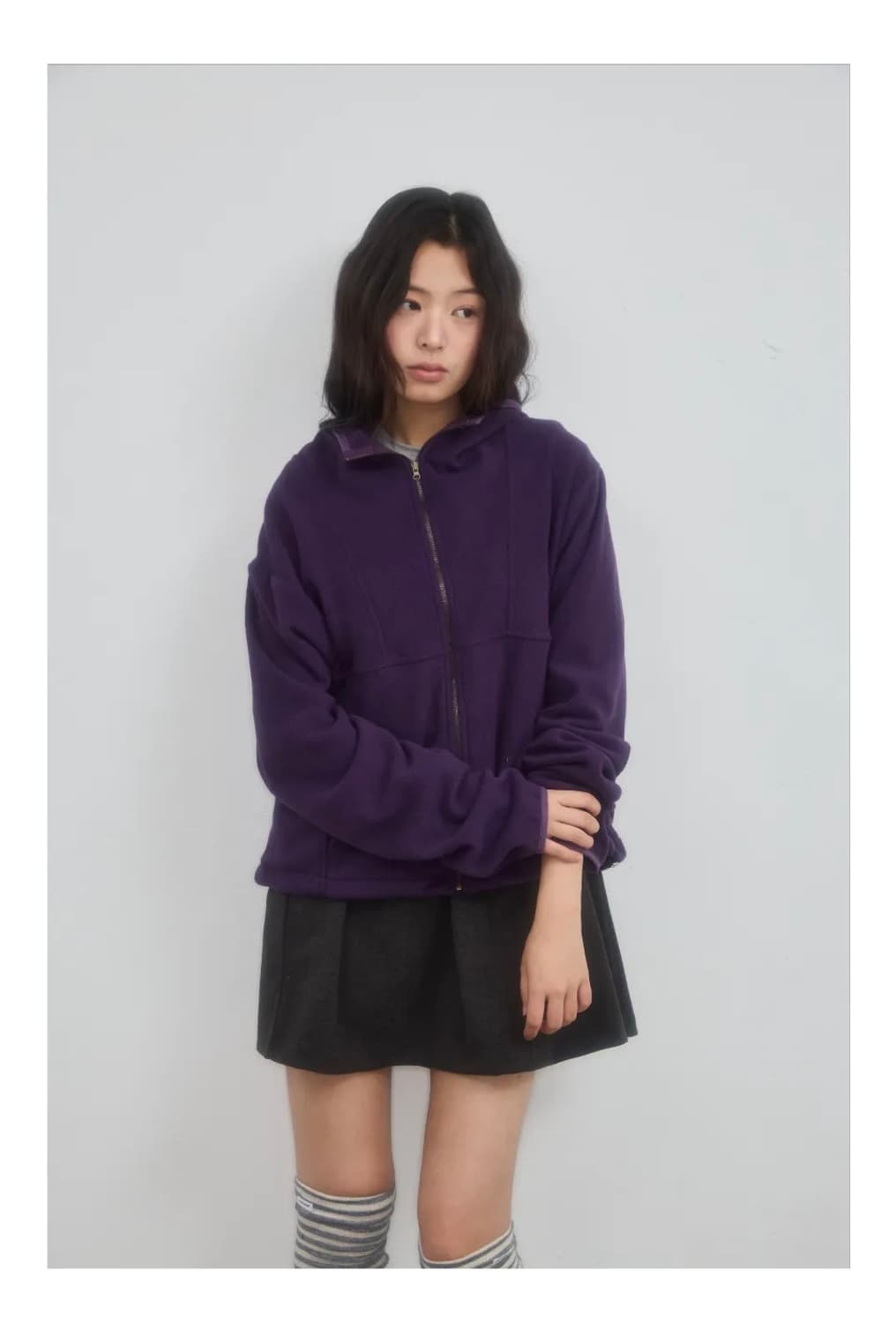 (미개봉 새상품) 레터리 라인 플리스 집업 퍼플 보라색 후리스 집업 상품이미지1