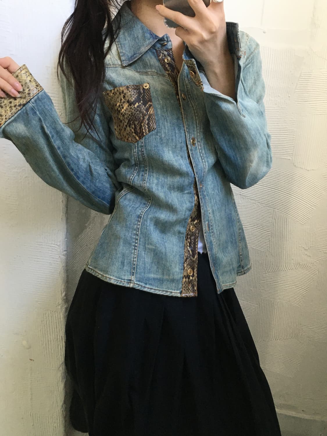 D&G 돌체앤가바나 파이톤 데님 웨스턴 셔츠 상품이미지1