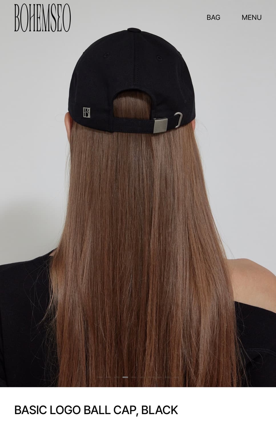 보헤미안서울 베이직 로고 볼캡 블랙 상품이미지3