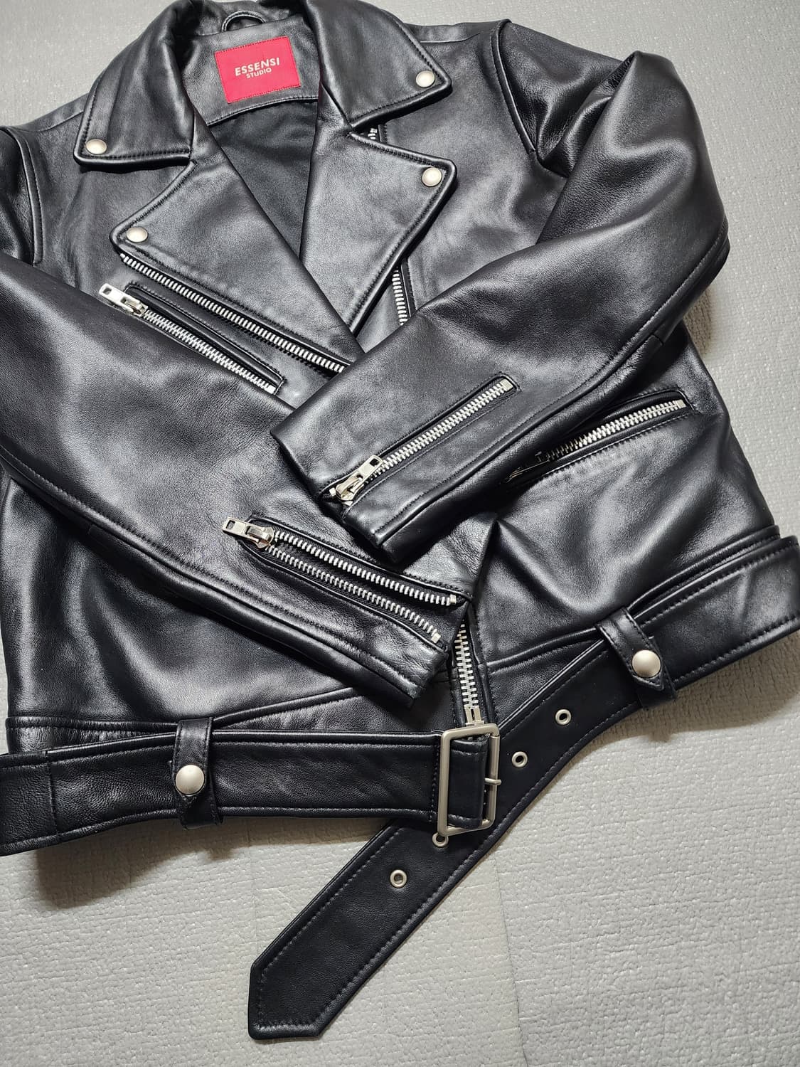 에센시 스튜디오 리얼 양가죽  라이더 자켓 공용 상품이미지7