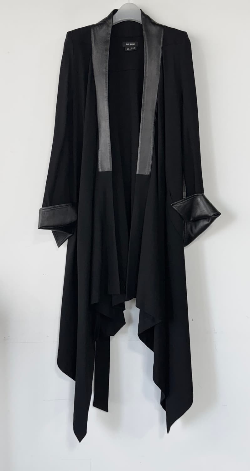 ISABEL DE PEDRO 레더 블록 롱 가디건 상품이미지1