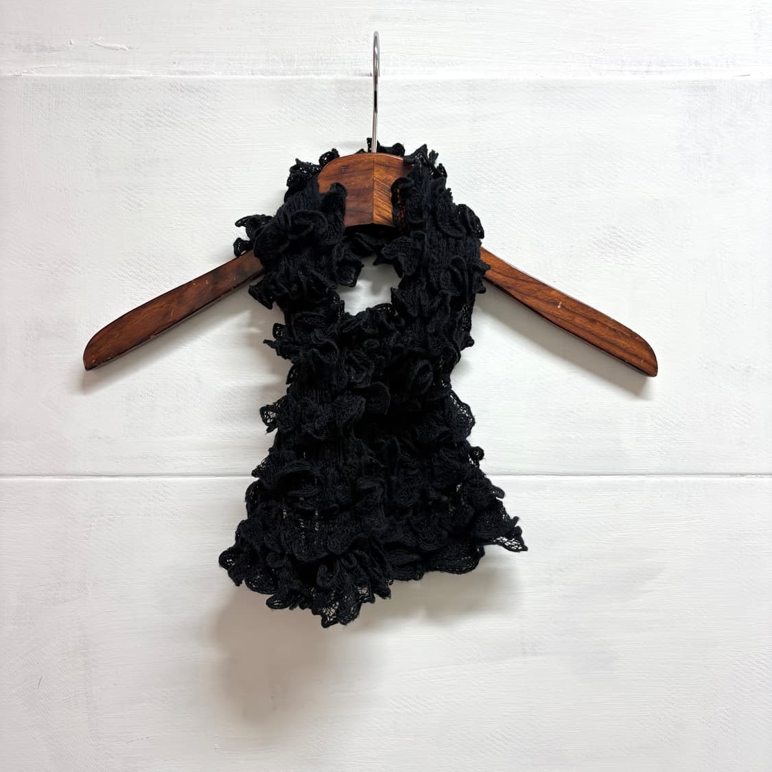 블랙 러플 레이스 쁘띠 숏 미니 머플러 JPN 상품이미지4