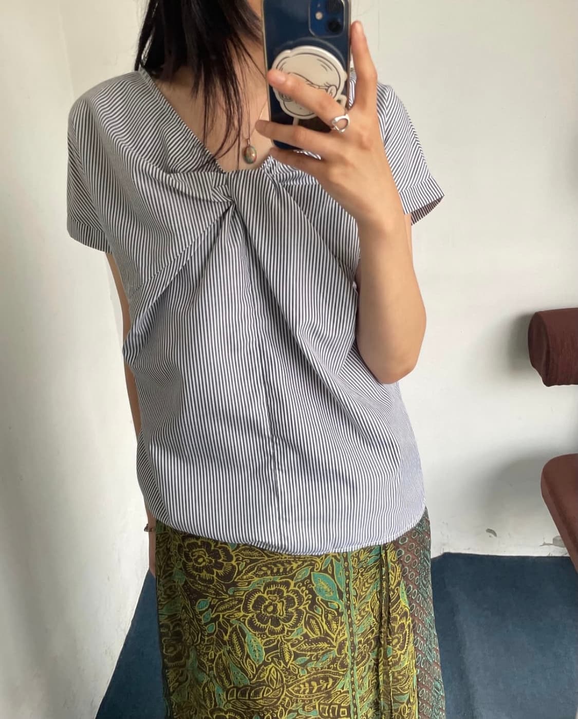 스트라이프 꼬임 블라우스 상품이미지2