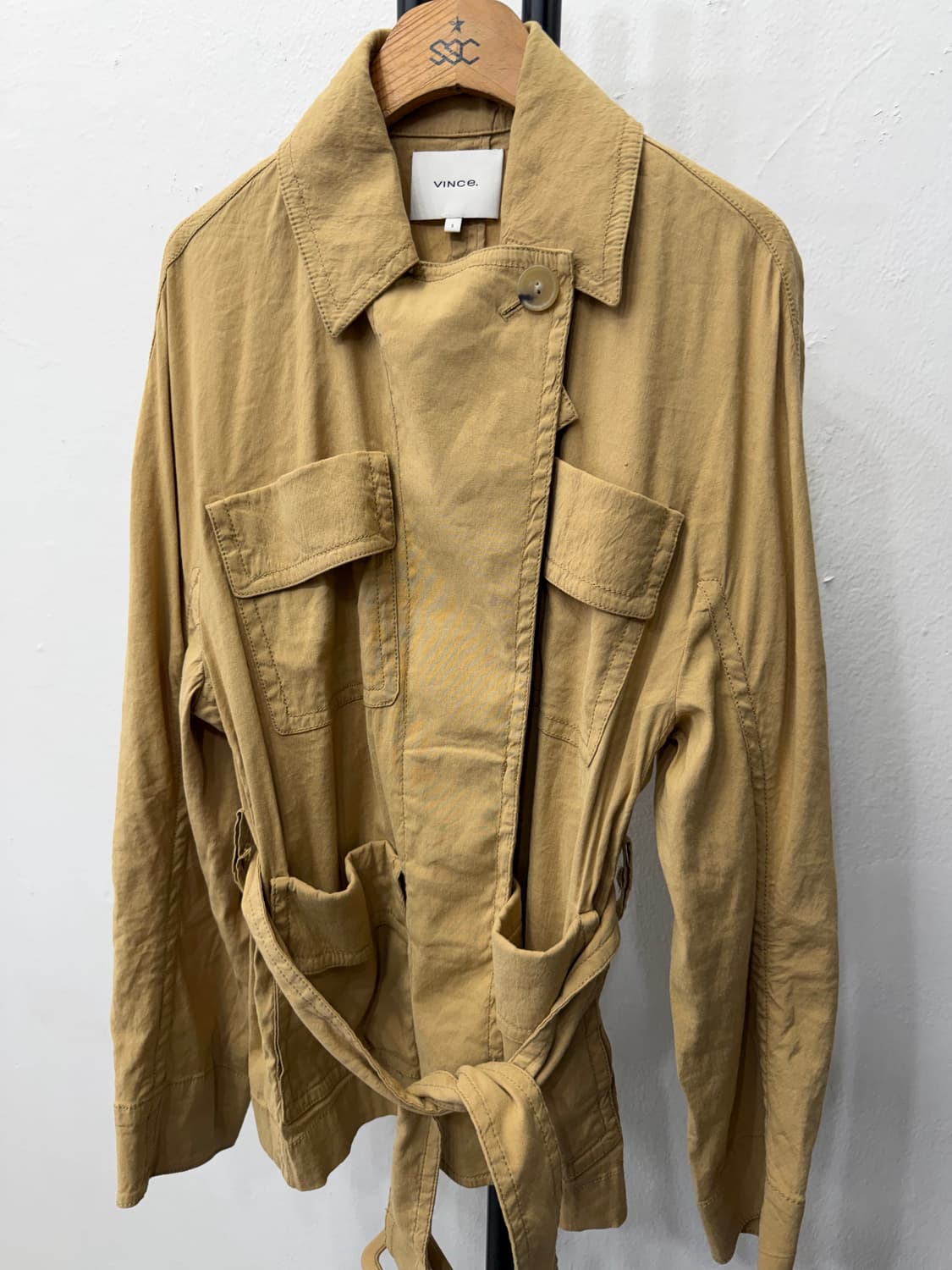 정품) VINCE 빈스 카키색 벨트 자켓 S  상품이미지3