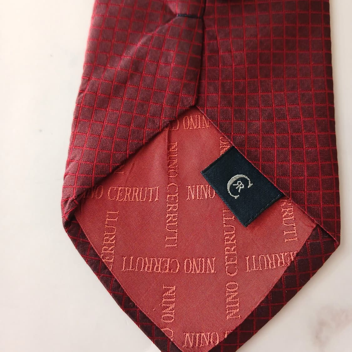 세루티 1881 실크 버건디 체크 넥타이 10.1cm A등급 A18825 상품이미지9