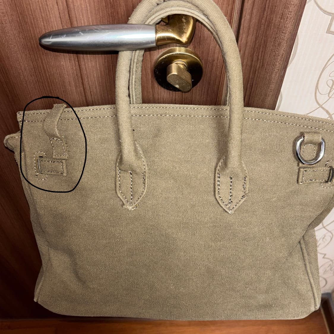 일본 빈티지 밀리터리 캔버스 버킨풍 아트백 상품이미지2