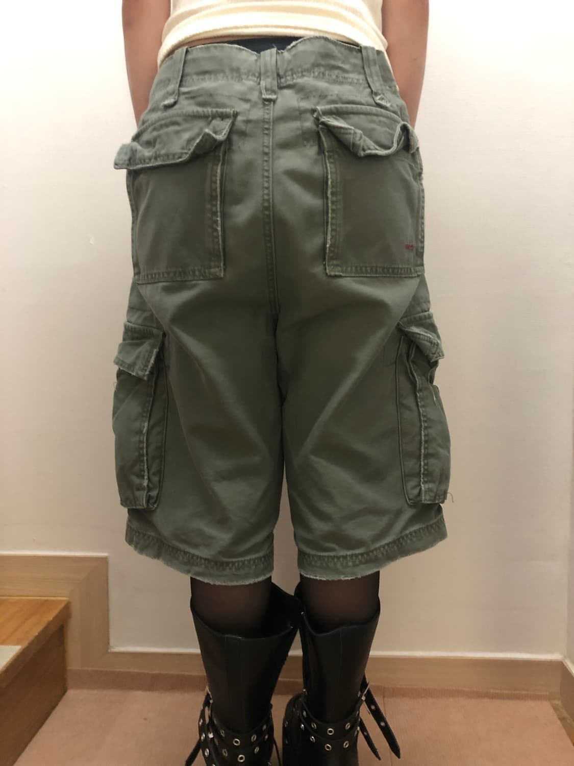 빈티지 카키 카고 버뮤다 팬츠 상품이미지1