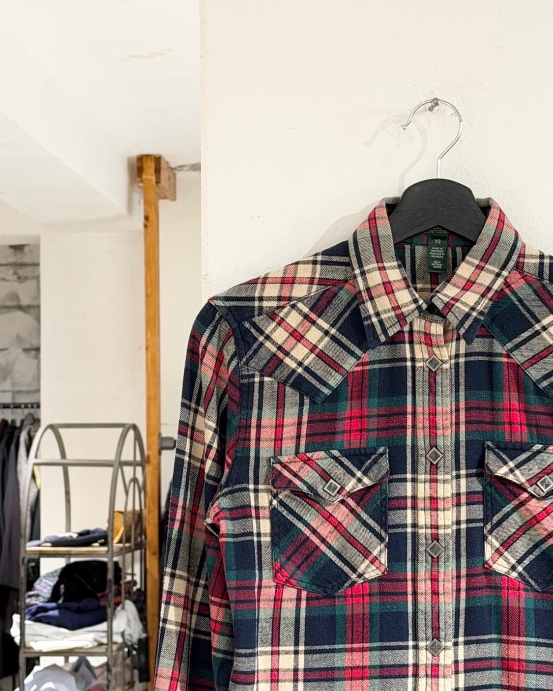 랄프로렌 네이비 타탄 스냅 버튼 롱슬리브 셔츠 상품이미지2