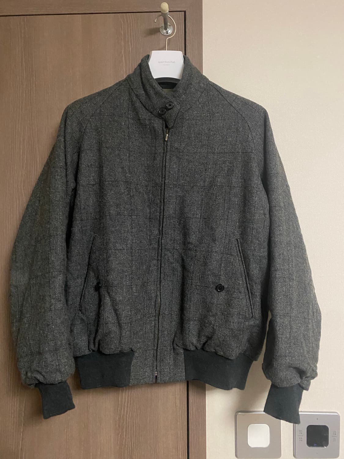 [1]24fw 아프레쎄 트위드 헤링턴자켓 차콜 상품이미지2