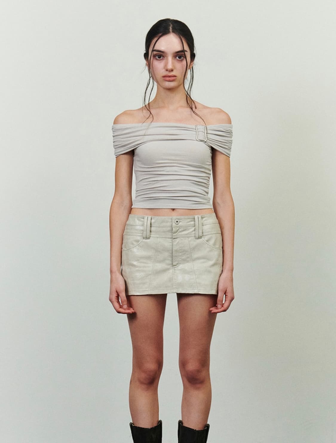 페인오어플레져 CIELO 미니스커트 베이지(올데프 애니착용) 상품이미지1