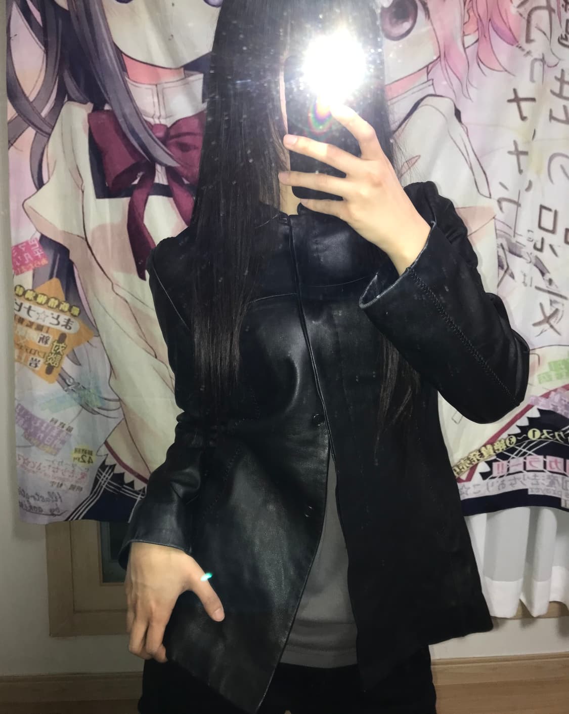 블랙 슬림핏 레더자켓 상품이미지1