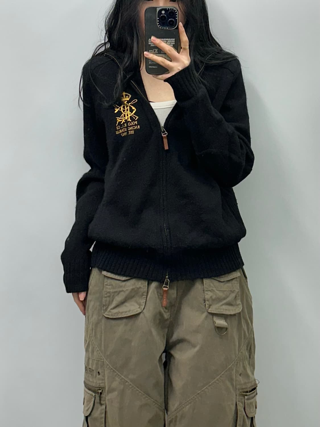 폴로 랄프로렌 램스울 블랙 니트집업 상품이미지1