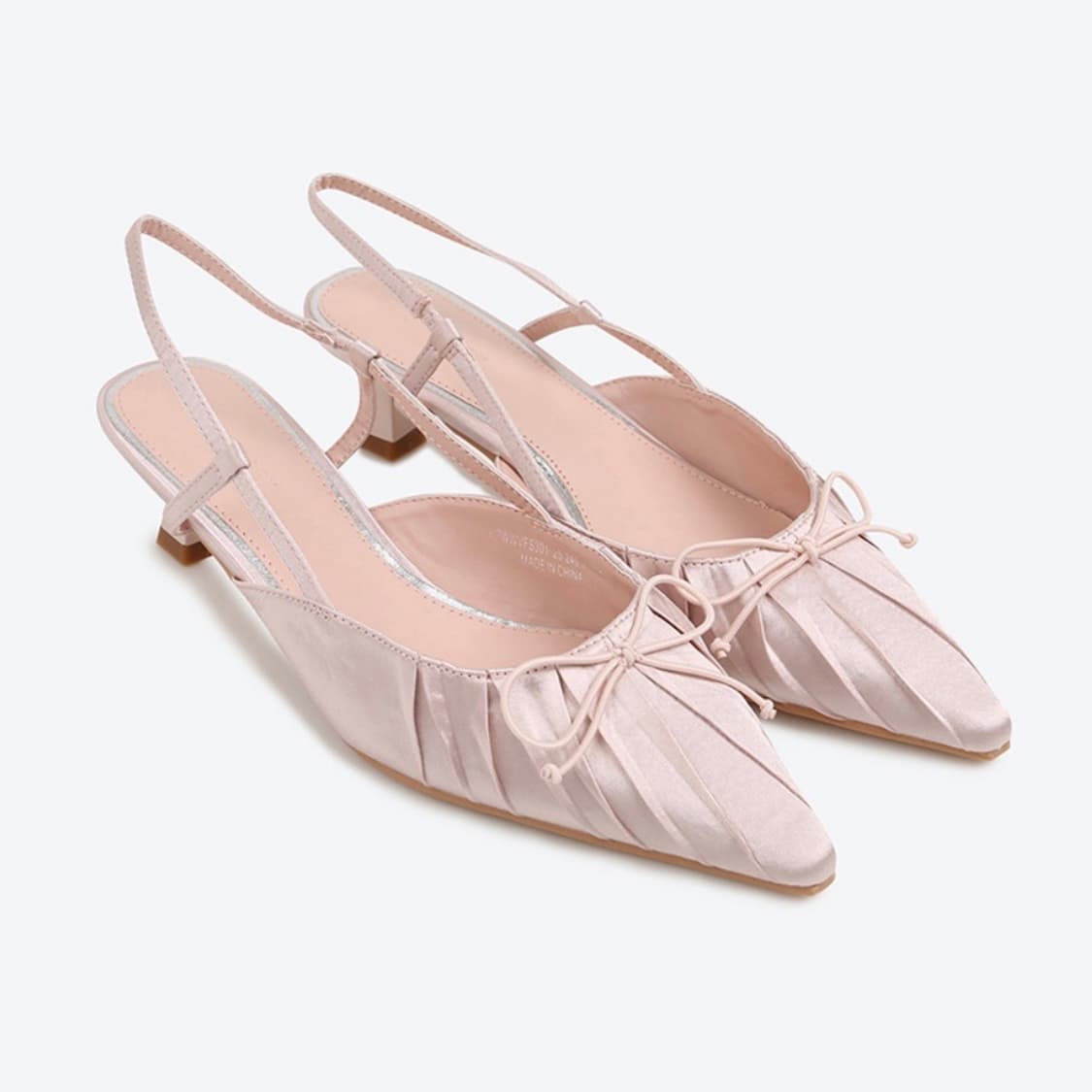 슈펜 새틴 키튼힐 셔링 리본 슬링백 4cm 245 상품이미지1