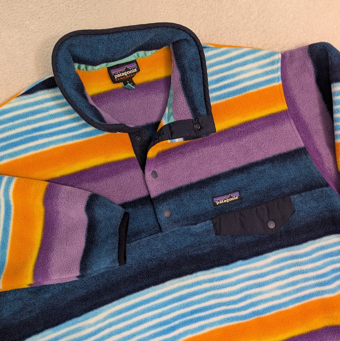 14FW 파타고니아 신칠라 스냅-T 플리스 스트라이프 멀티컬러 상품이미지2