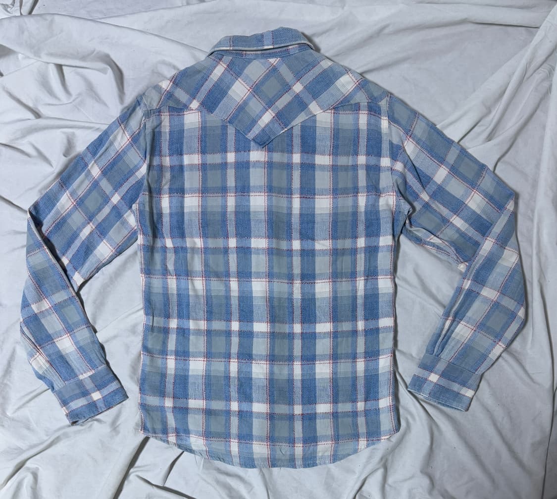 블루 블루 인디고 다이 체크 웨스턴 셔츠 상품이미지2