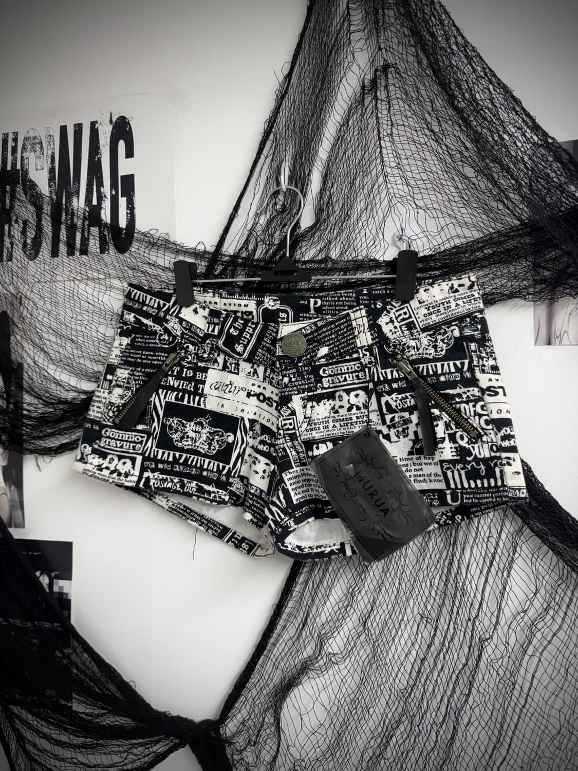 00s mood printing zipper shorts 상품이미지2