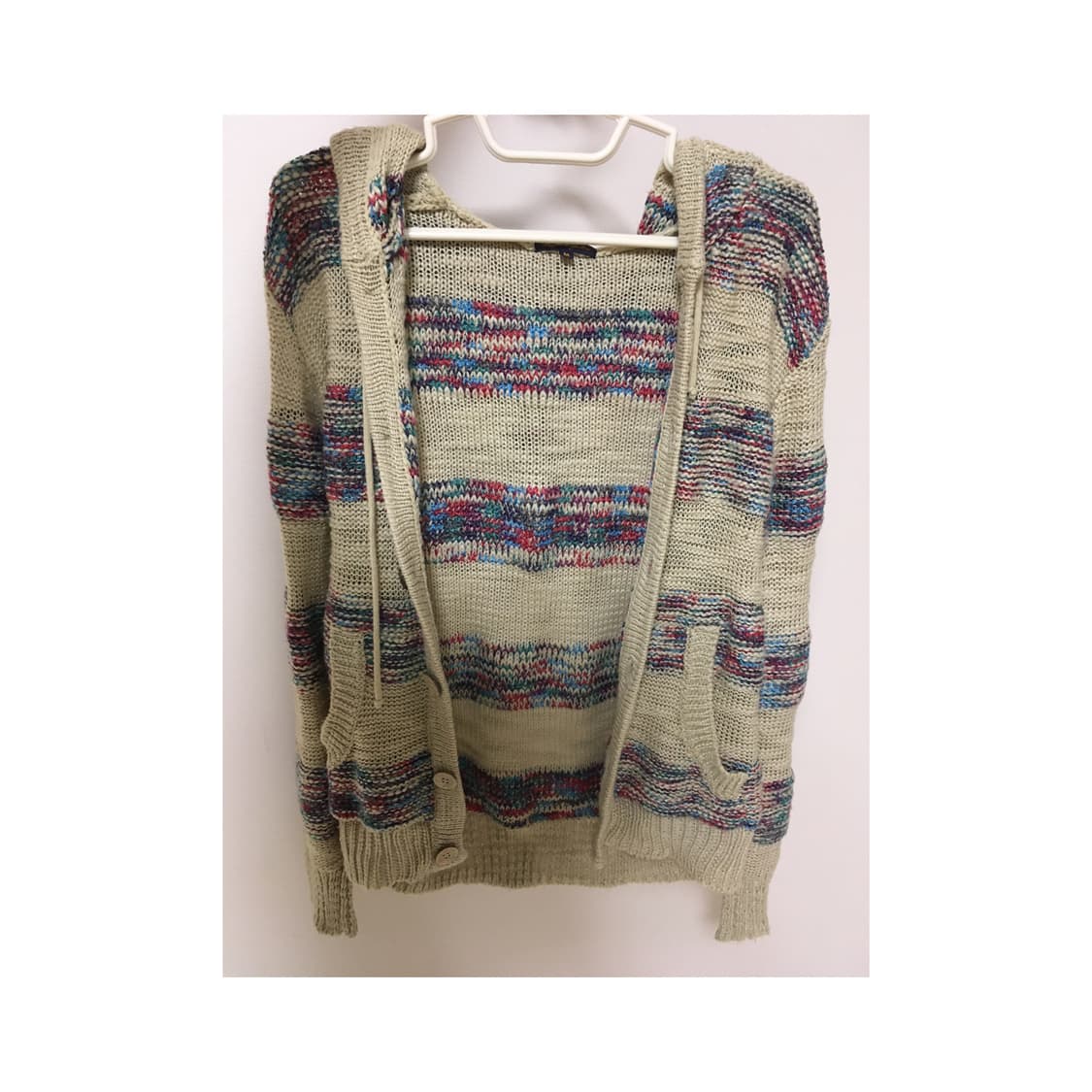 빈티지 베이지 단추 후드 상품이미지1