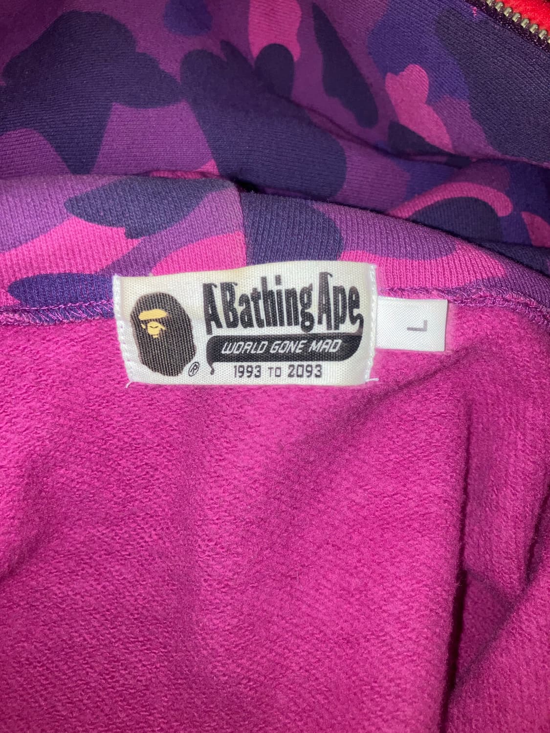 베이프 BAPE 퍼플 1st camo 타이커 샤크 후디 풀 집업 상품이미지3