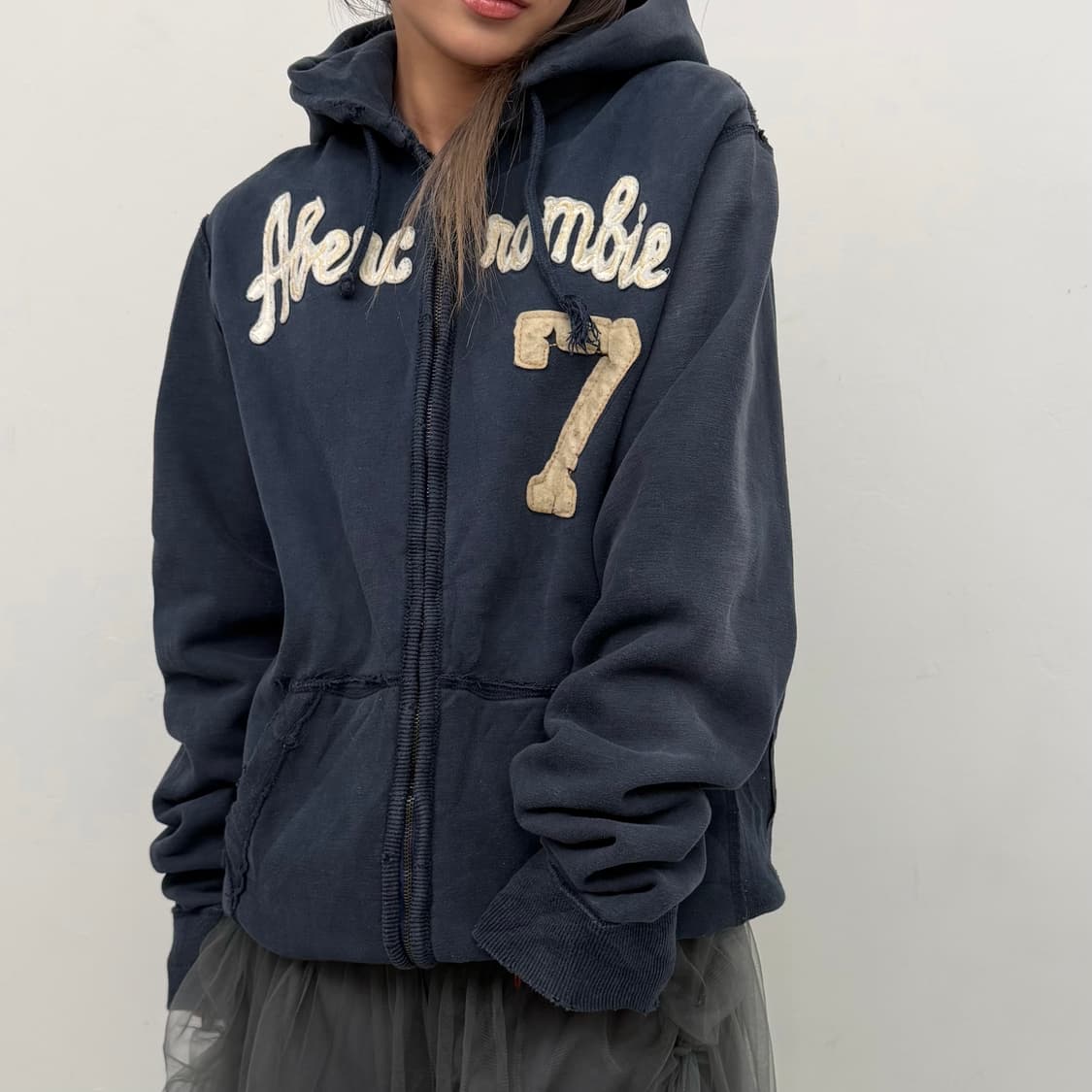 아베크롬비 네이비 오버핏 후드집업 상품이미지1