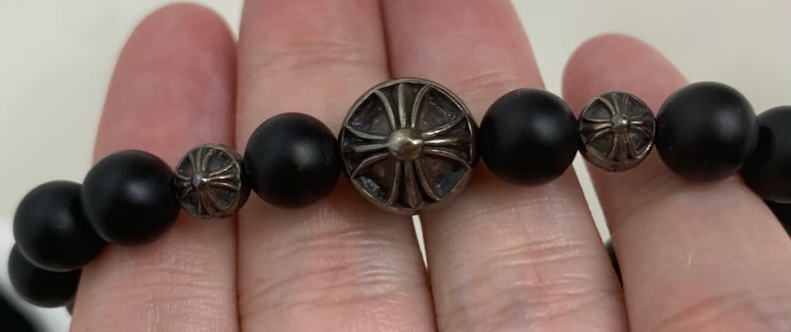 [8mm]크롬하츠 3볼 비즈 팔찌 블랙 실버 상품이미지5