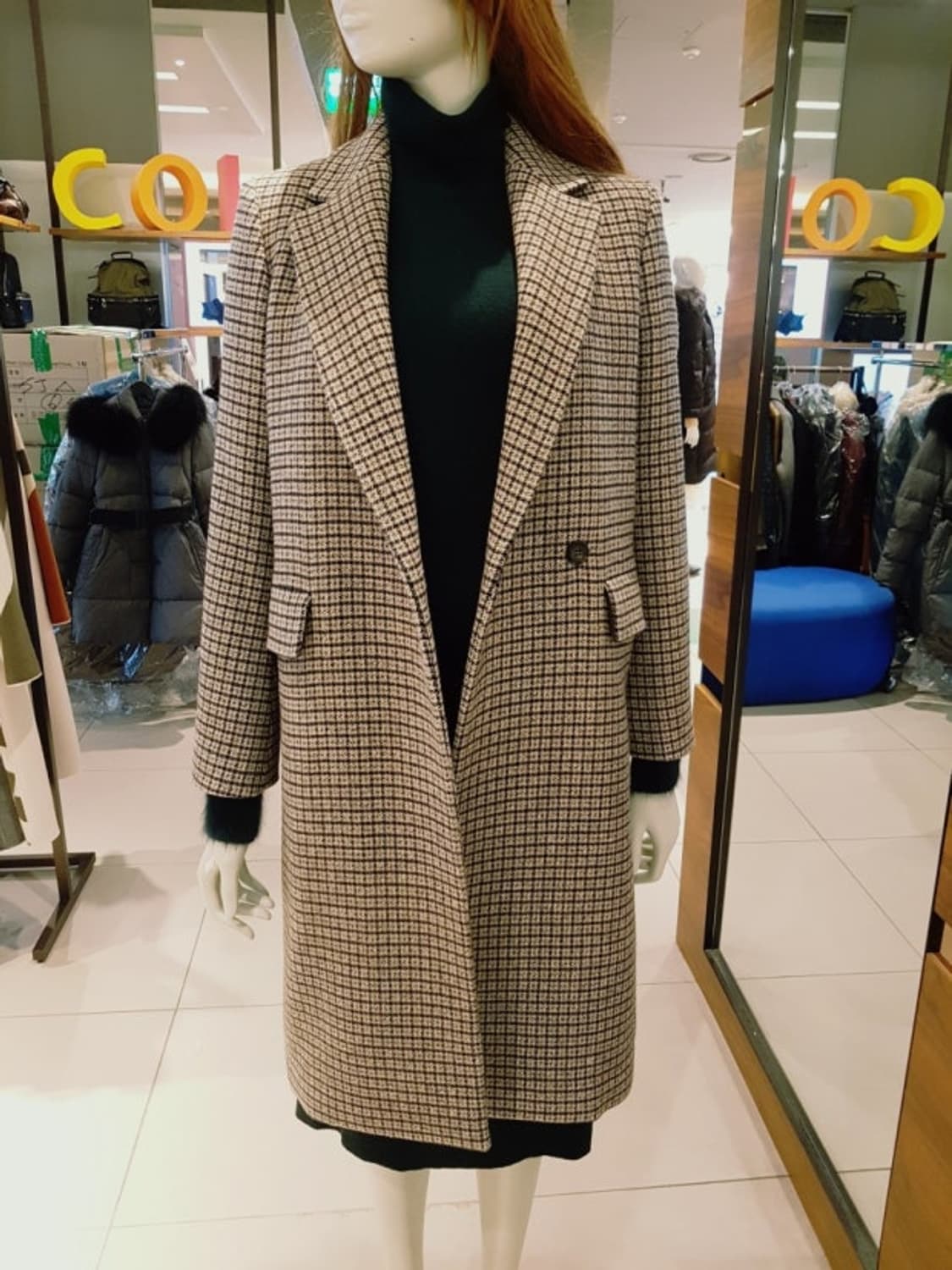 베네통 체크롱코트  상품이미지1