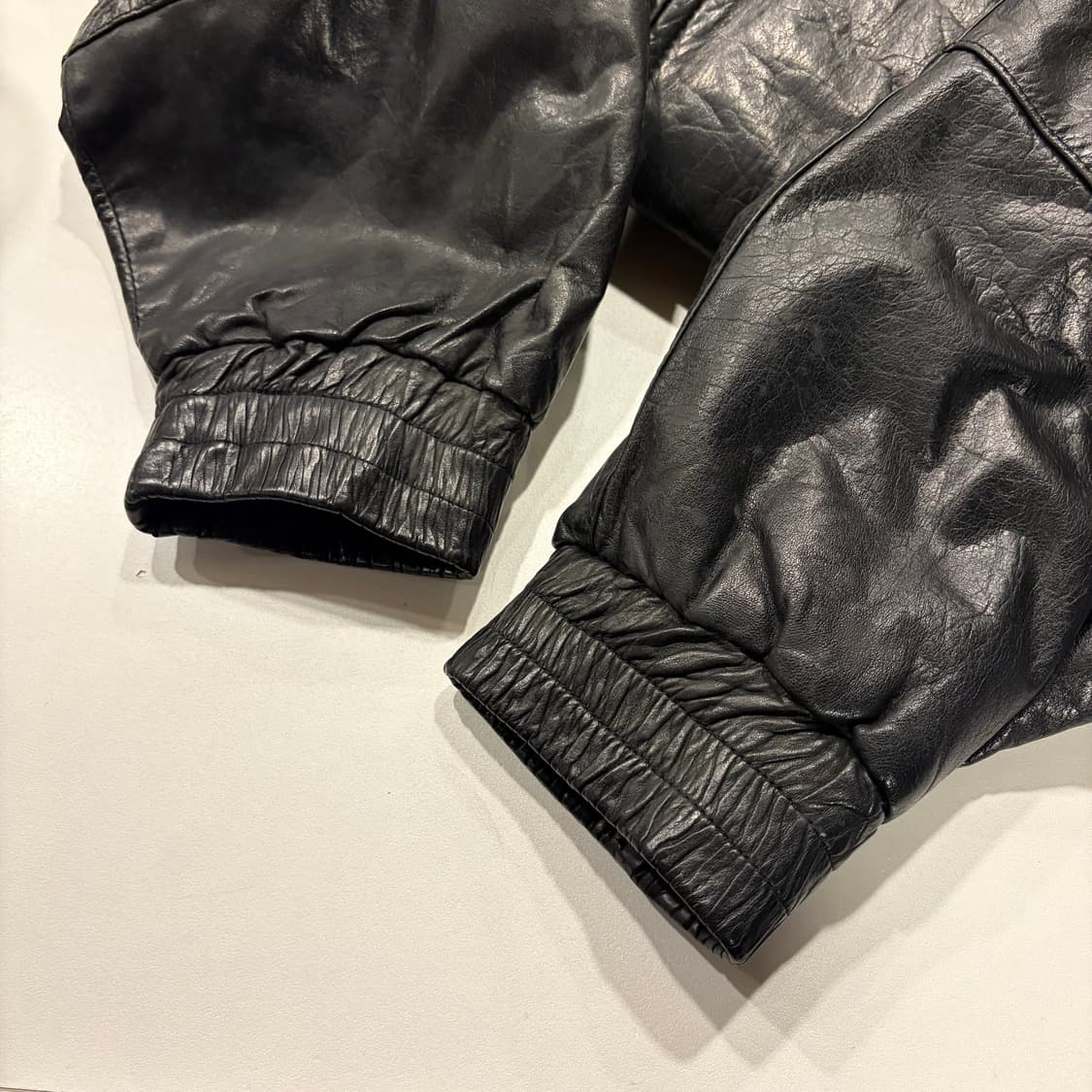 [77] BONHEUR 빈티지 블랙 스트라이프 레더 가죽 자켓 D86 상품이미지8