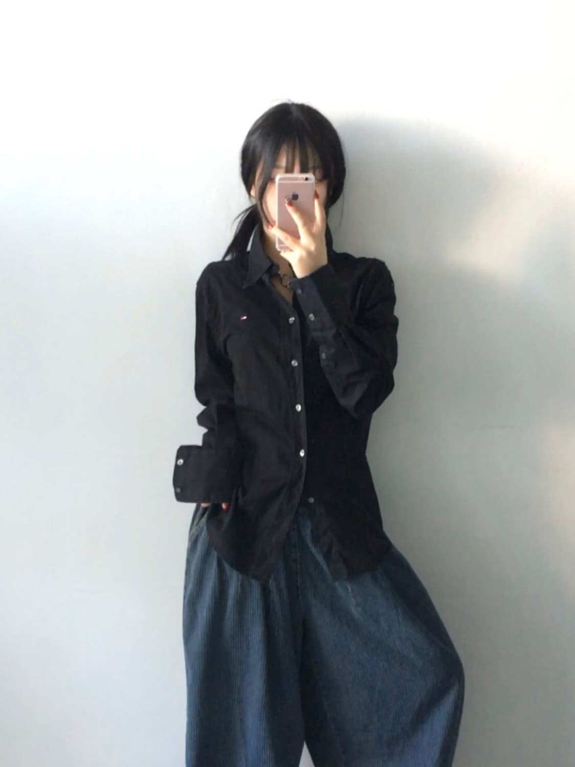 타미힐피거 로고 셔츠 블랙 상품이미지1