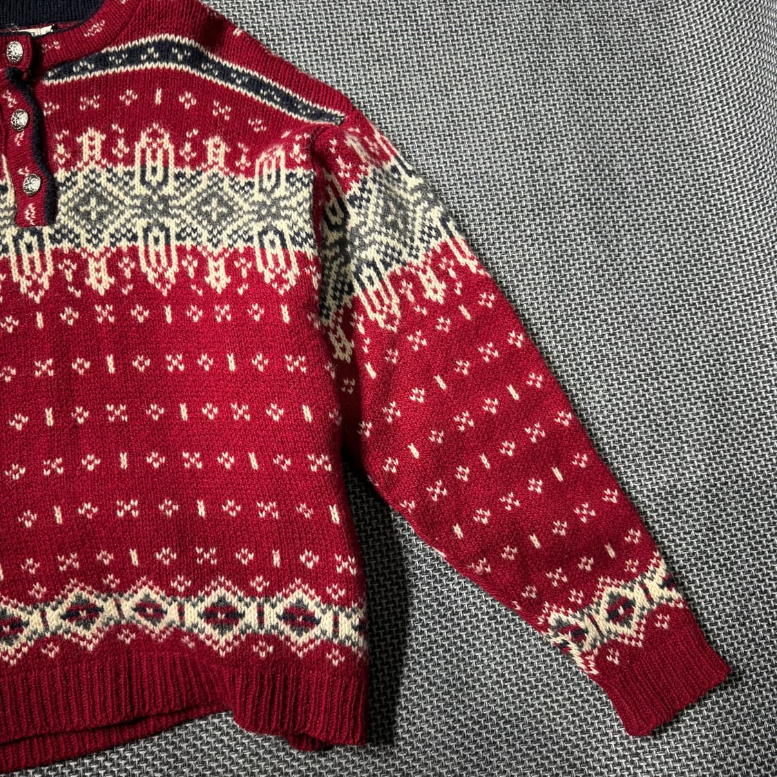90s 엘엘빈 노르딕 스웨터 레드 ( M/OLD-8323 ) 상품이미지4