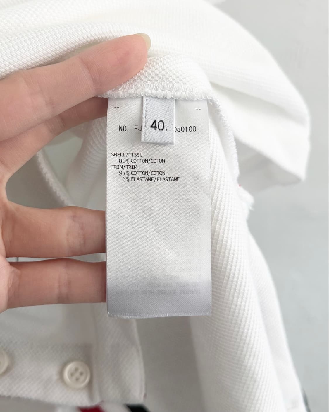 Thom Browne 톰브라운 화이트 코튼 백삼선 버튼 PK 카라티셔츠 상품이미지9