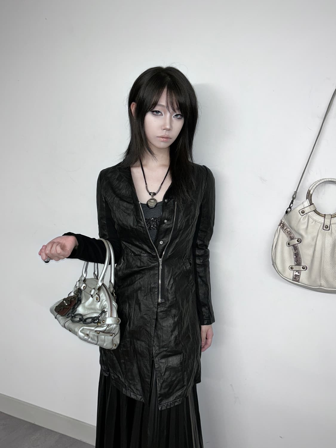 Neil Barrett Winkle Leather Zip-Up Coat 상품이미지1