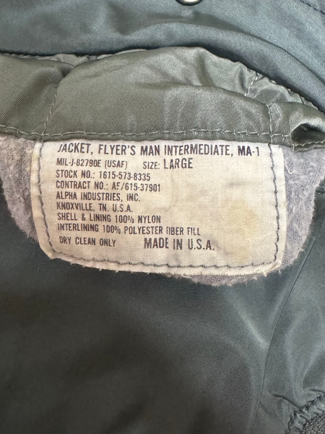 MIL-J-82790E 80s (알파인더스트리 MA-1 민간용) 상품이미지8