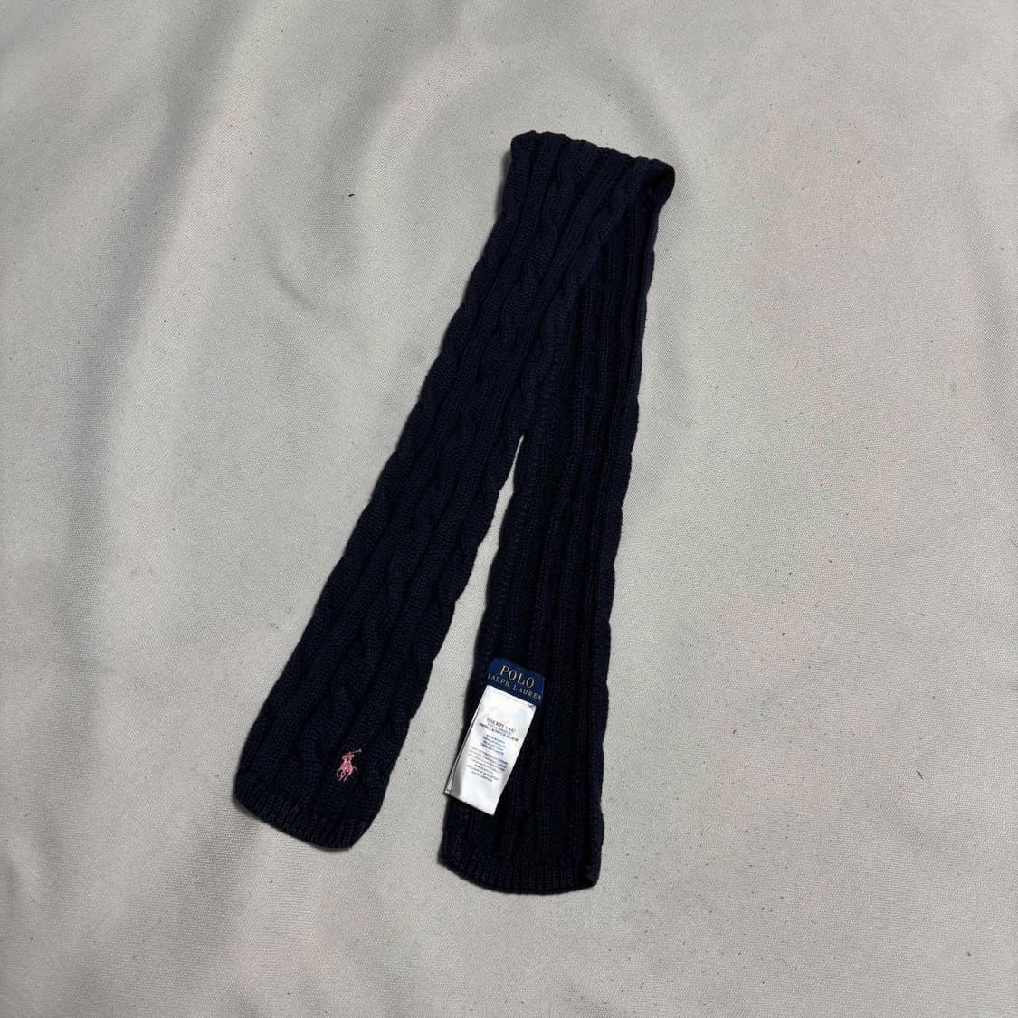 폴로랄프로렌 핑크 포니 네이비 케이블스카프 상품이미지2