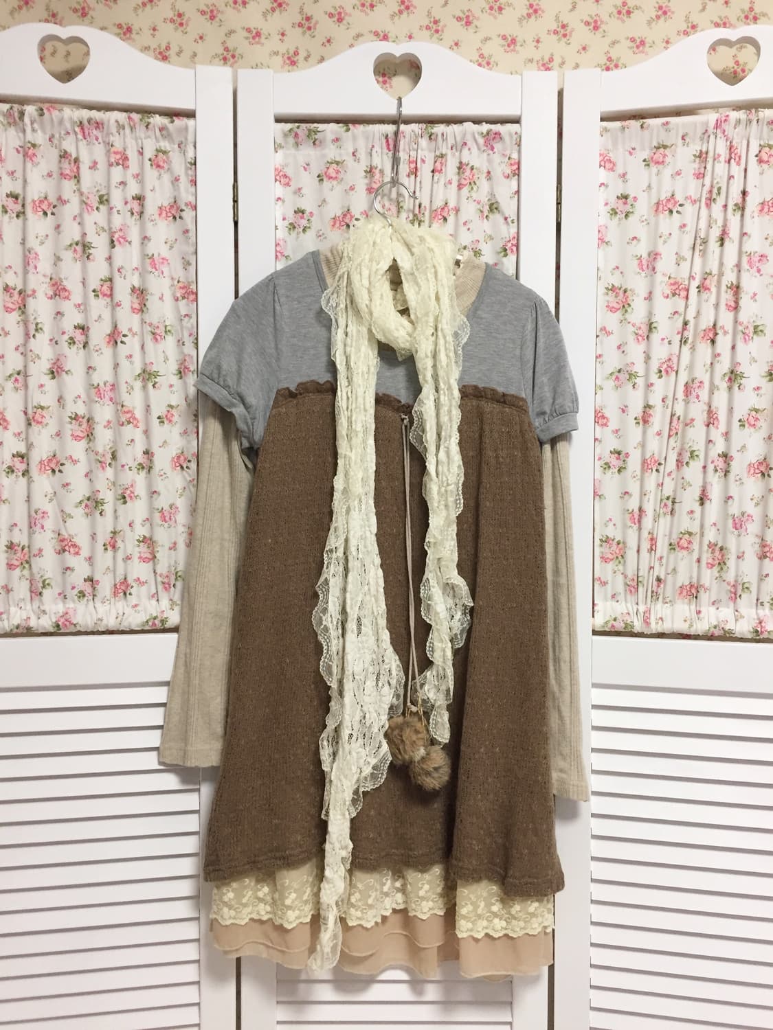 빈티지 모리걸라떼갸루 초코 프릴 반팔 상품이미지1