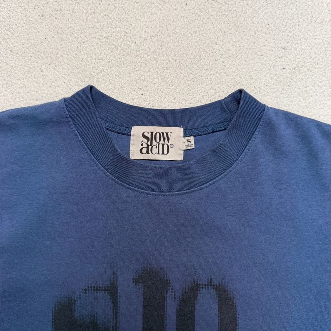 슬로우애시드 블러리 로고 반팔 티셔츠 딥블루 S 상품이미지2