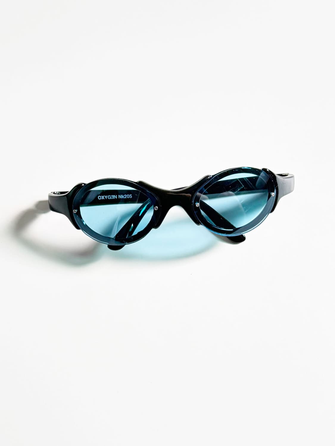 90s OXYGEN 블랙 오벌 랩 어라운드 틴트 빈티지 선글라스 상품이미지2